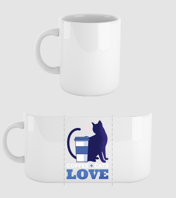 Cafea + Pisici = dragoste model alb pe tricou