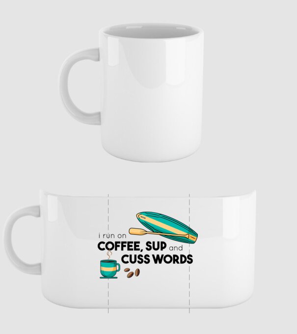 Cafea și SUP model alb pe tricou