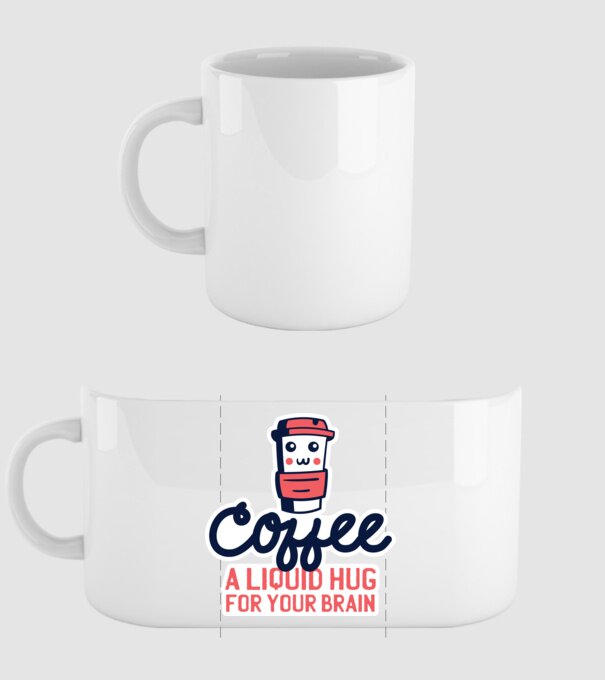 Cafea - o îmbrățișare lichidă pentru creier model alb pe tricou