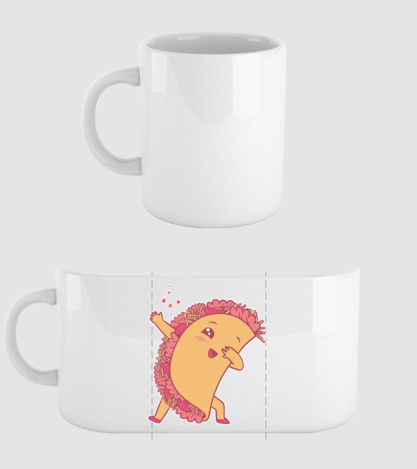 Kawaii Taco DAB model alb pe tricou