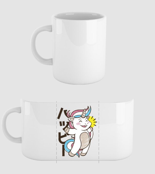 Kawaii unicorn model alb pe tricou