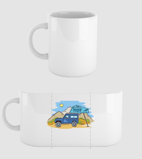 Mașină de camping model alb pe tricou