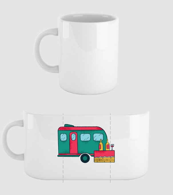 Autorulotă Camping model alb pe tricou