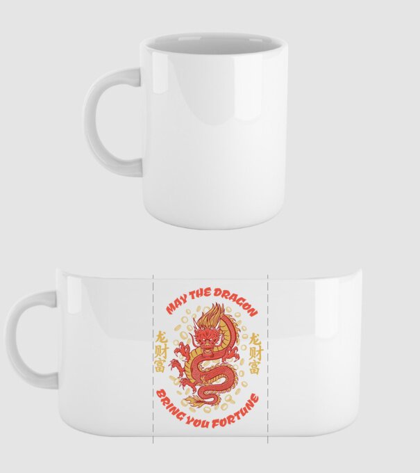 Dragon chinezesc norocos model alb pe tricou