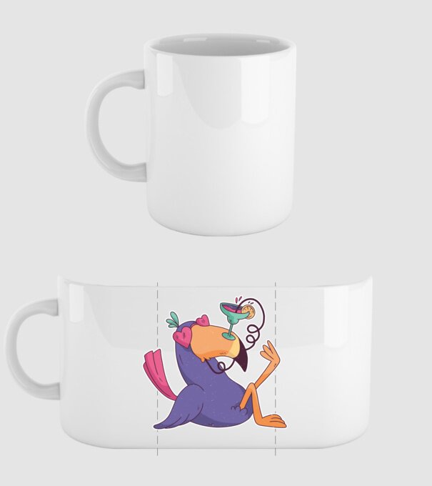 Toucan cu cocktail model alb pe tricou