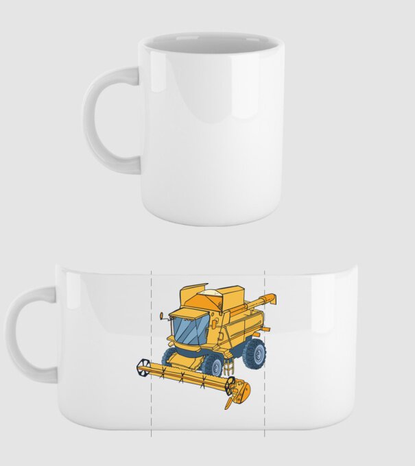Combină agricolă model alb pe tricou