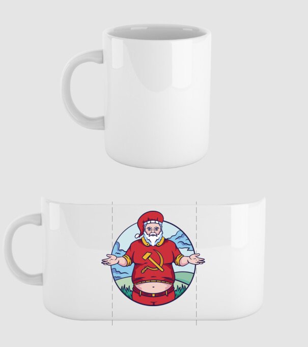 Moș Crăciun comunist model alb pe tricou