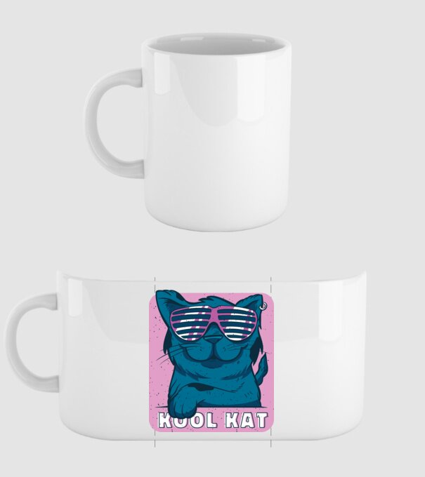 Kool Cat - Pisică Cool model alb pe tricou