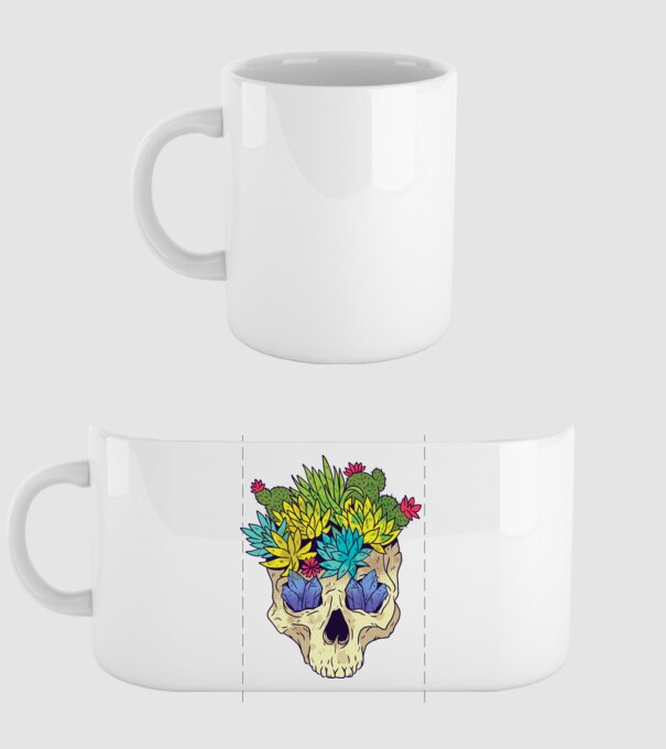 Craniu Cactuși model alb pe tricou