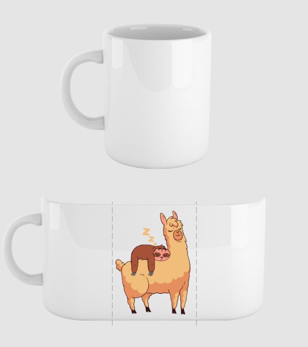 Leneș dormind pe Llama model alb pe tricou