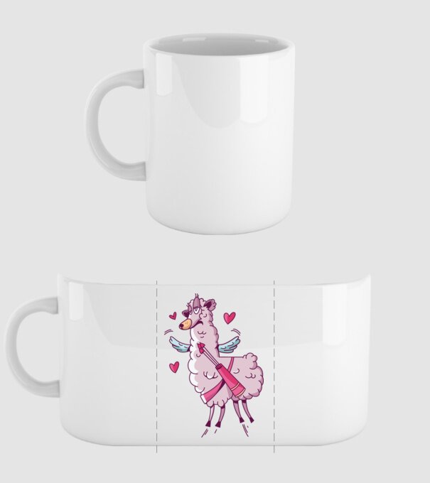 'Dragoste Llama pentru Valentine''s Day' model alb pe tricou