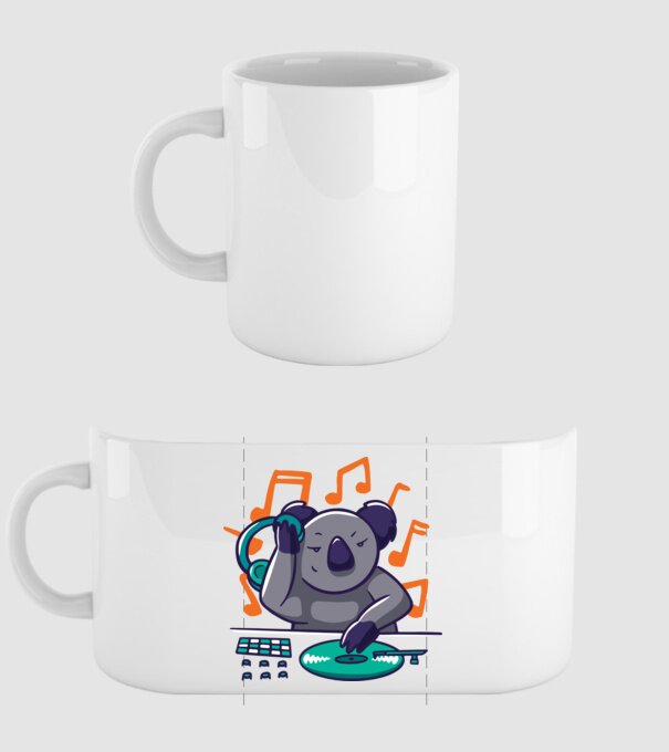 Koala DJ model alb pe tricou