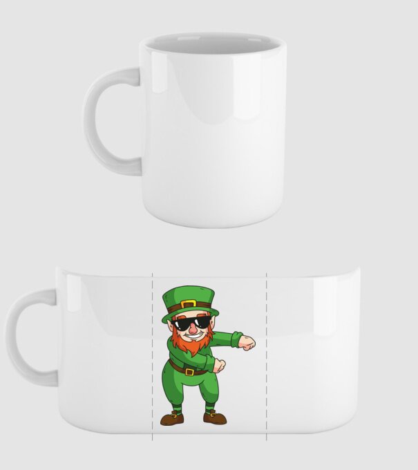 Leprechaun Floss DAB model alb pe tricou