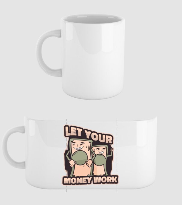 Let your money work model alb pe tricou
