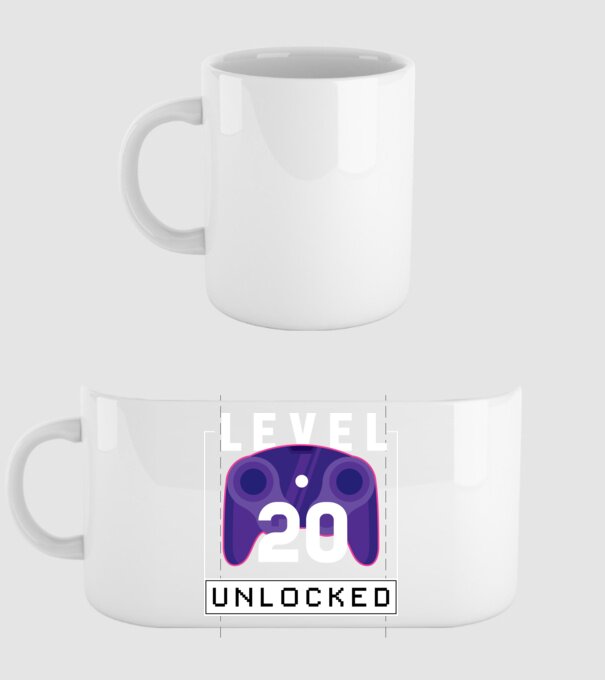 Level 20 Unlocked Gamer Birthday model alb pe tricou