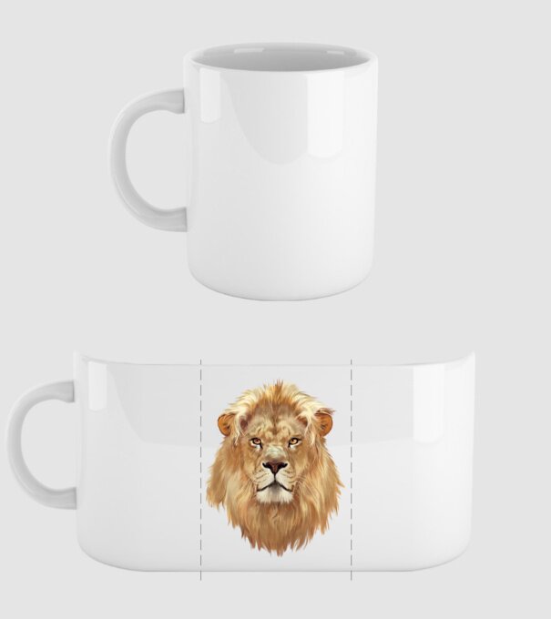 lion head paint model alb pe tricou