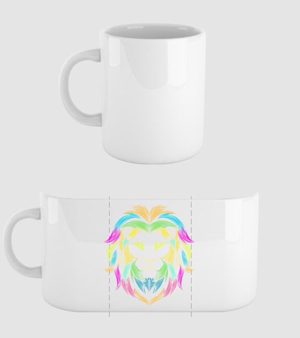 lion line art design model alb pe tricou