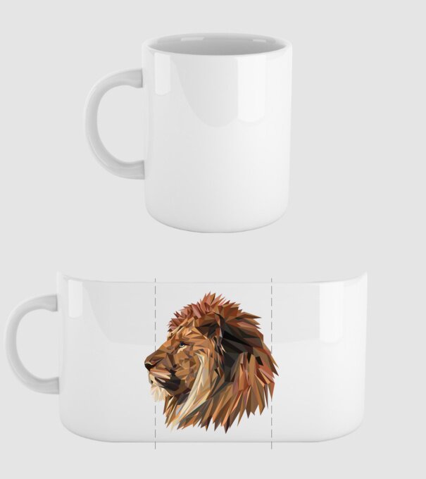lion polygon model alb pe tricou