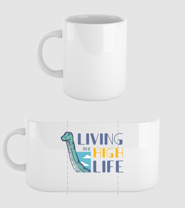 Living the High Life Dinosaur model alb pe tricou
