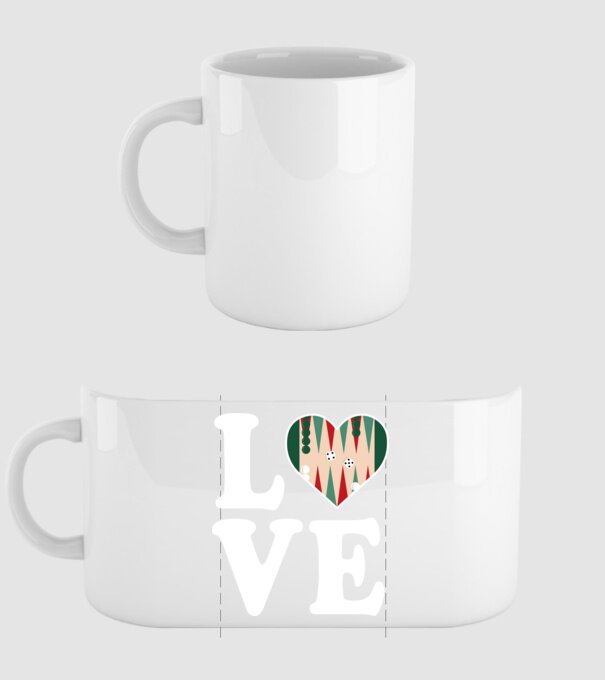 Love Backgammon model alb pe tricou