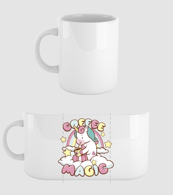 Cafea Magică Unicorn model alb pe tricou