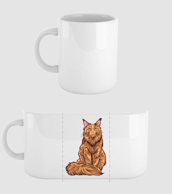 Pisică Maine Coon model alb pe tricou