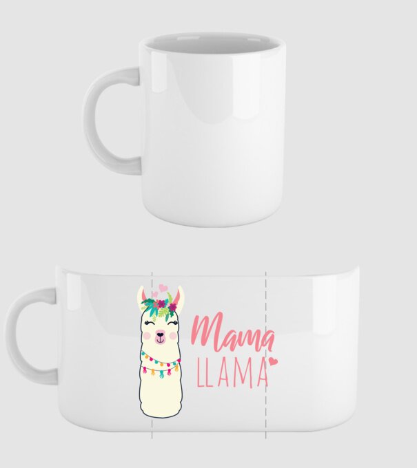 Mama Llama model alb pe tricou