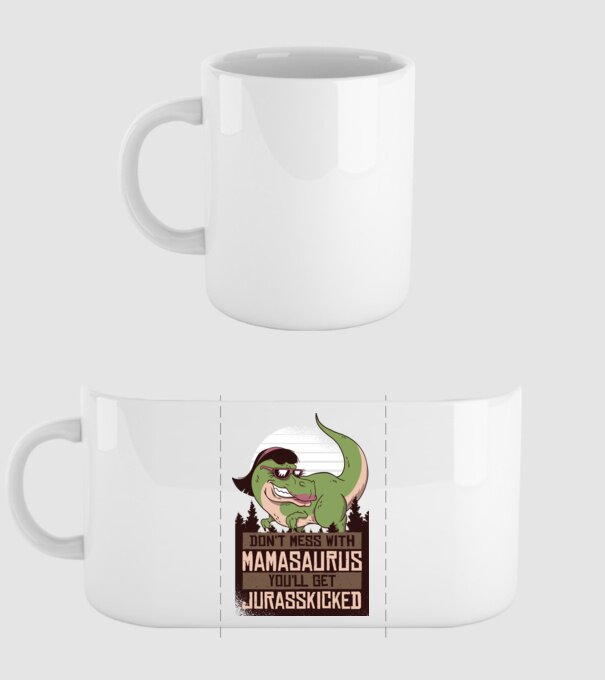 Mamasaurus tricou cu dinozaur model alb pe tricou