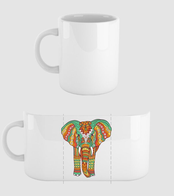Mandala Elefant model alb pe tricou