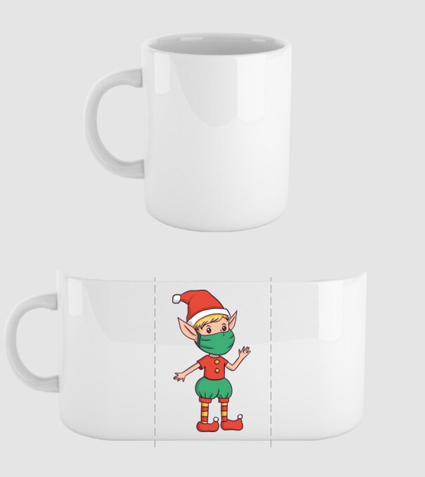 Elf cu mască model alb pe tricou