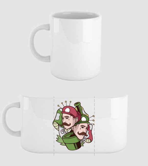 Mario și Luigi model alb pe tricou