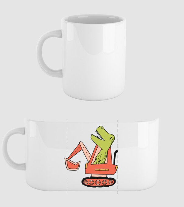 Excavator dinozaur model alb pe tricou