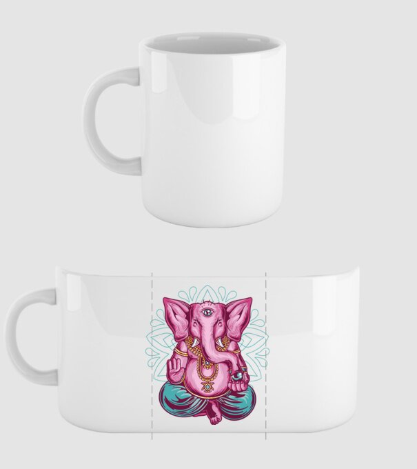 Elefant făcând meditație Dharma model alb pe tricou
