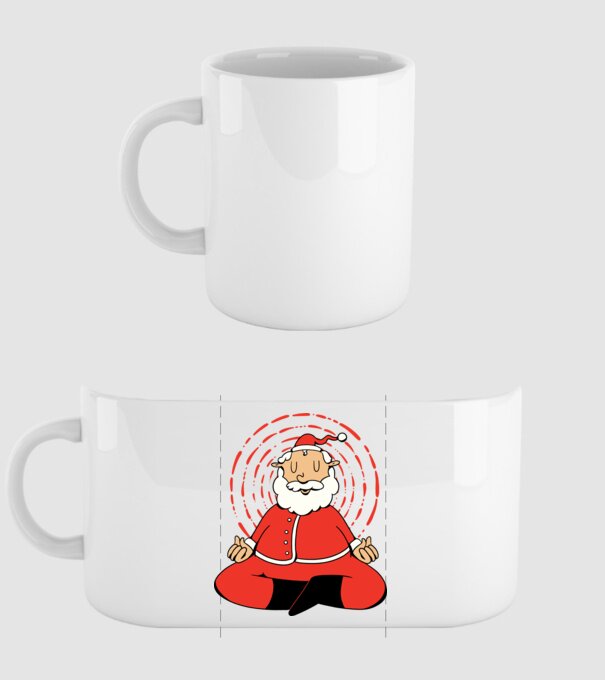 Moș Crăciun meditând model alb pe tricou