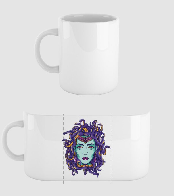 Cap de meduză model alb pe tricou