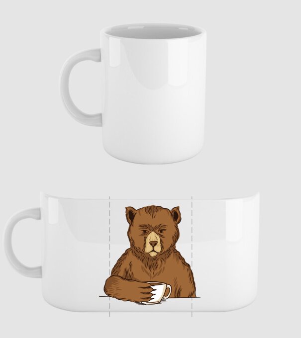 Urs cu cafea model alb pe tricou