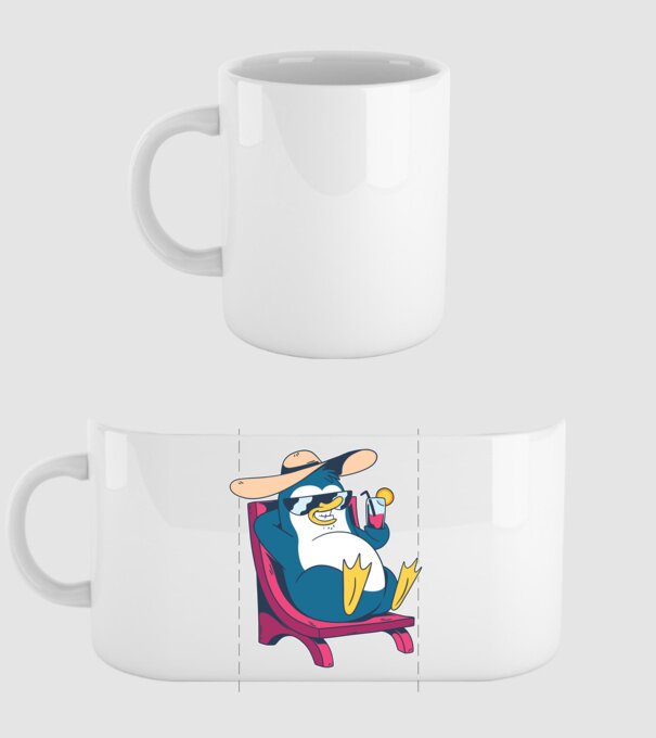 Pinguin cool stă la plajă la mare model alb pe tricou
