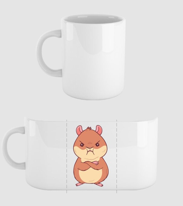 Hamster furios model alb pe tricou