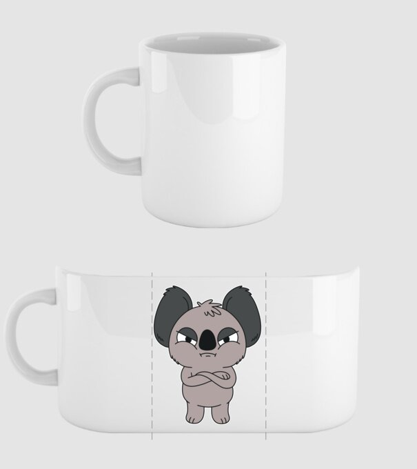 Koala Supărat model alb pe tricou
