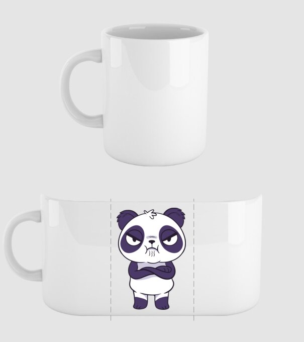 Panda furios model alb pe tricou