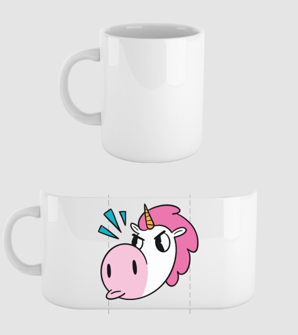 Unicorn supărat model alb pe tricou