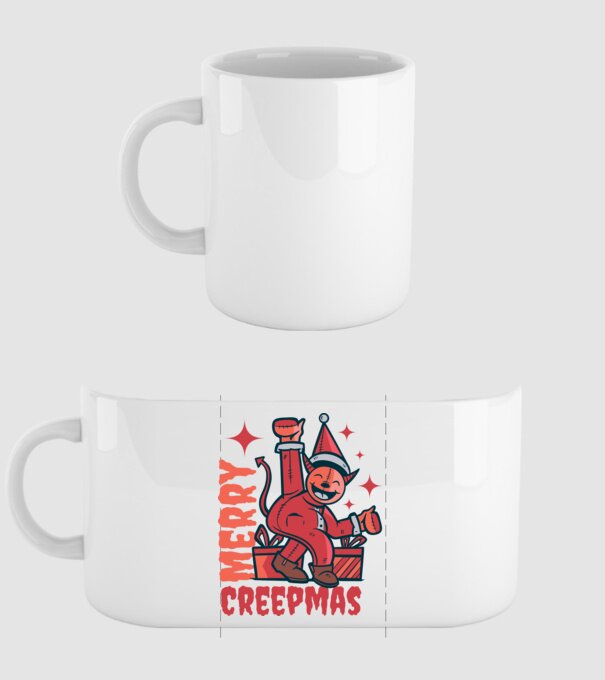 Merry Creepmas model alb pe tricou