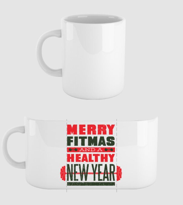 Merry Fitmas and a Healthy New Year tricou amuzant antrenament model alb pe tricou