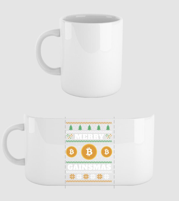Merry Gainmas Bitcoin tricou cu pulovăr urât model alb pe tricou