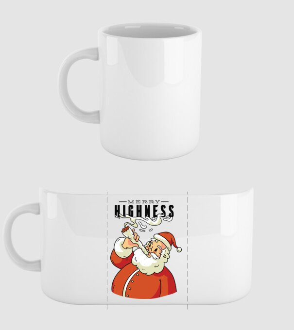 Merry Highness Mikulás fumează iarbă model alb pe tricou