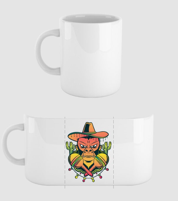 Gorila mexicană model alb pe tricou