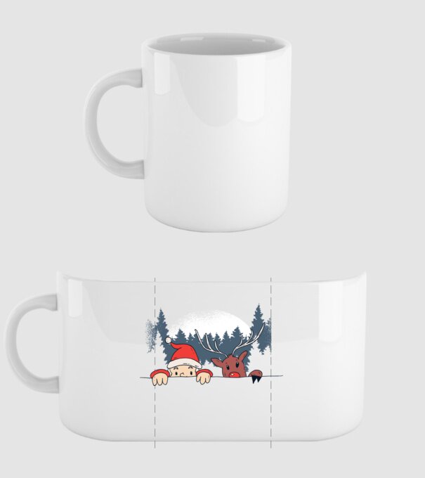 Moș Crăciun și Rudolf trag cu ochiul model alb pe tricou