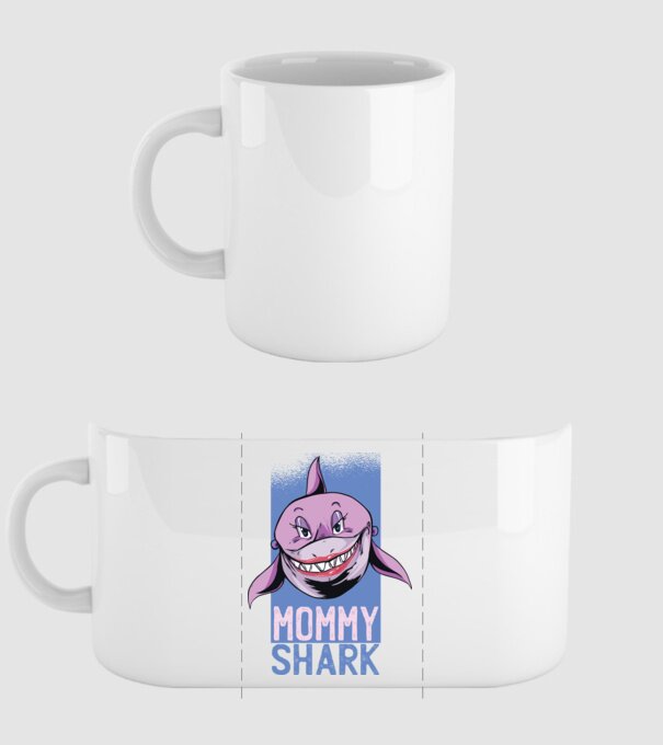 Mommy Shark tricou pentru mama model alb pe tricou