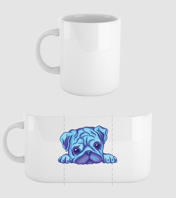 Cap de Mops acuarelă model alb pe tricou