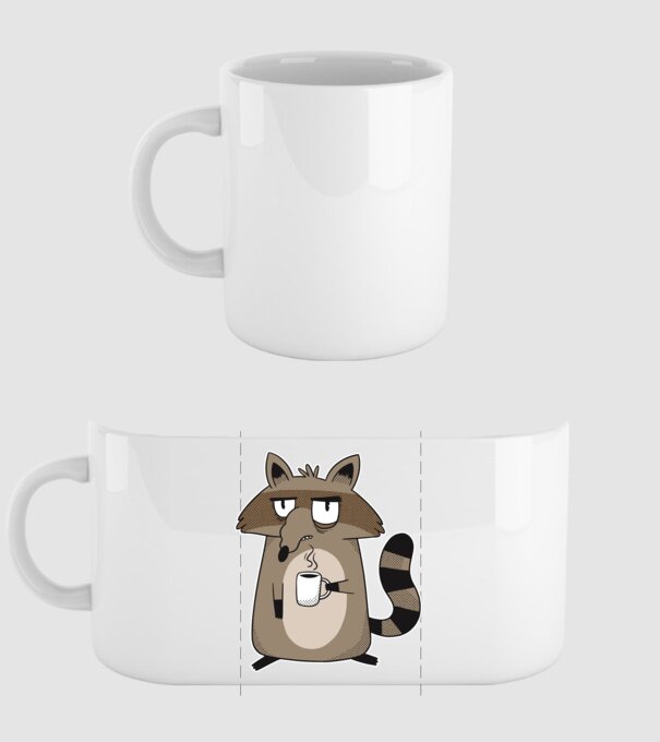 Raton cu cafea model alb pe tricou